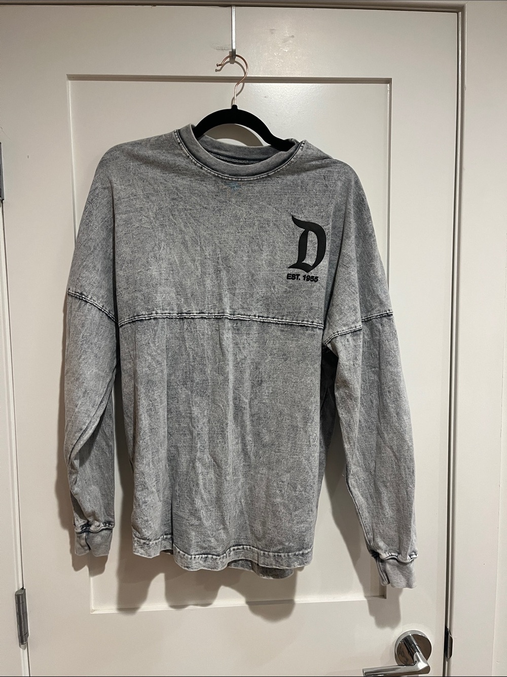 Gray Washed Crewneck Sweatshirt with Black Disneyland Logo